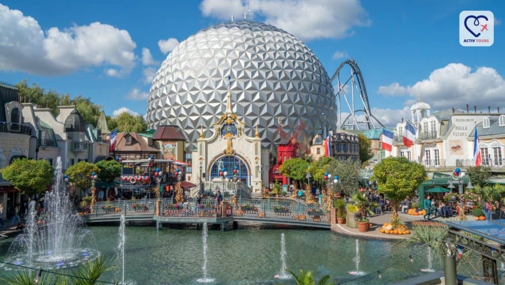 Fântână într-o zonă populată din Europa Park